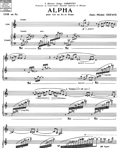 Alpha for Horn in F and Piano — Jean-Michel Defaye