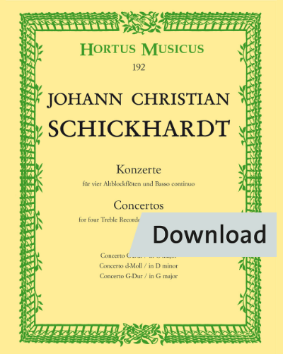 Konzerte für vier Altblockflöten und Basso continuo, Vol. I — Johann Christian Schickhardt