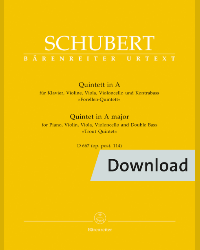 Quintet for Piano, Violin, Viola, Violoncello and Double Bass in A major op. post.114 D 667 "Trout Quintet" — Franz Schubert