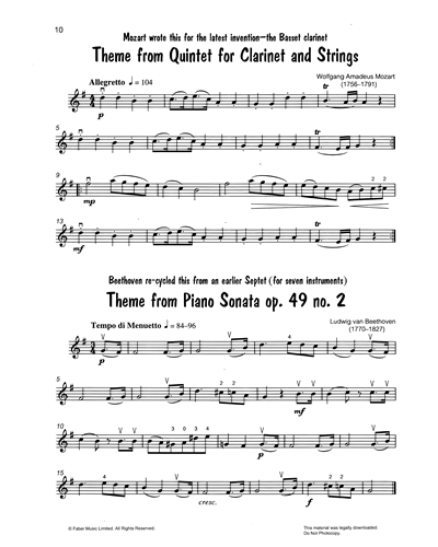 'Theme from Quintet for Clarinet and Strings' & 'Theme from Piano Sonata, op. 49 no. 2' — 贝多芬