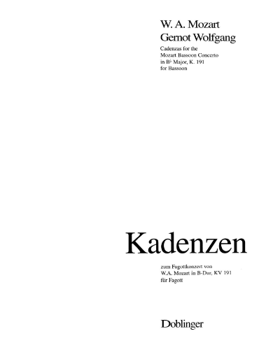 Kadenz zu W.A. Mozart Bassoon Concerto in B-flat major, K. 191 — Gernot Wolfgang