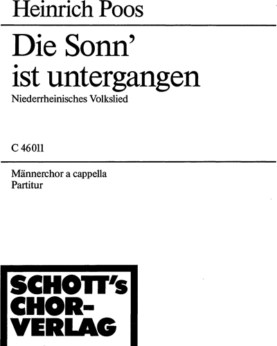 Die Sonn' ist untergangen — Heinrich Poos