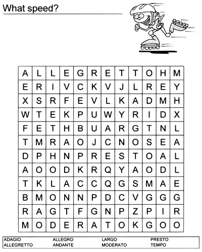 What Speed? Wordsearch — Mary Cohen