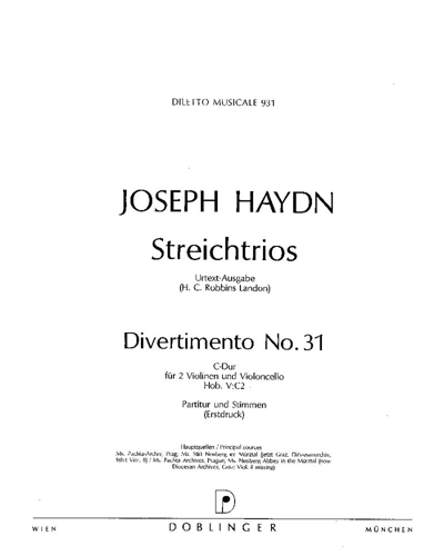 Divertimento No. 31, Hob. V:C2 — 海顿