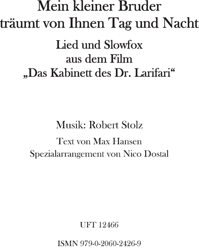 Mein kleiner Bruder träumt von Ihnen Tag und Nacht — Robert Stolz