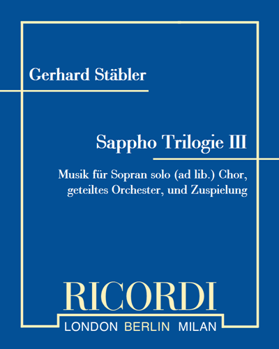 Sappho Trilogie III — Gerhard Stäbler