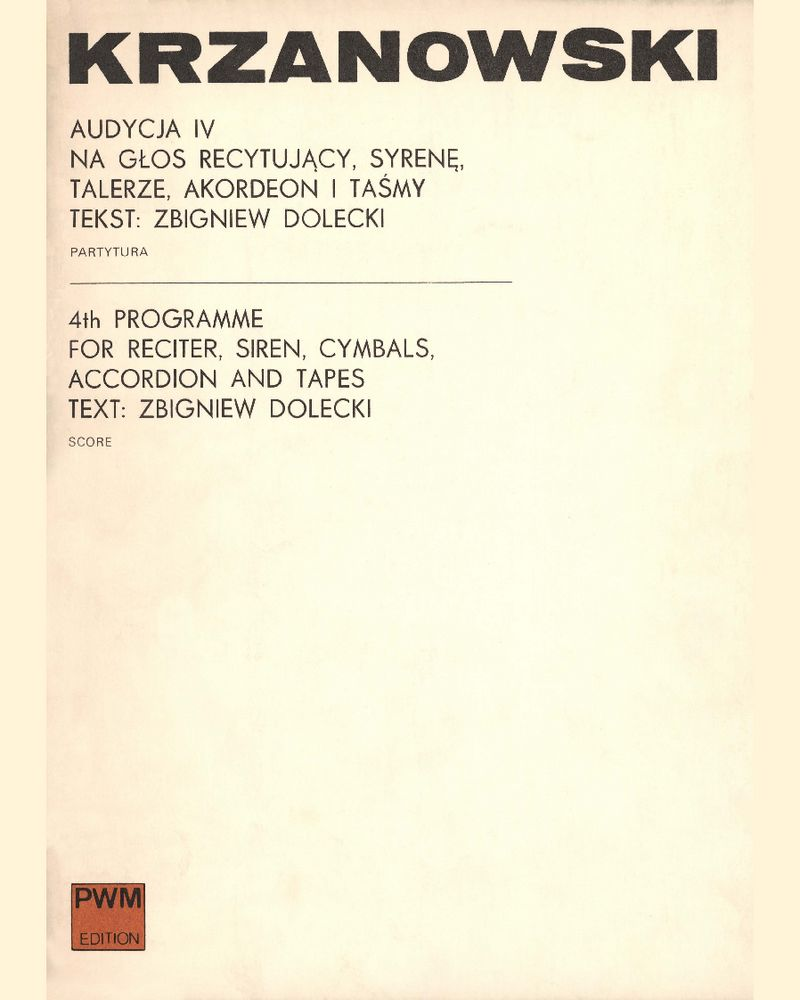 4th Programme — Andrzej Krzanowski