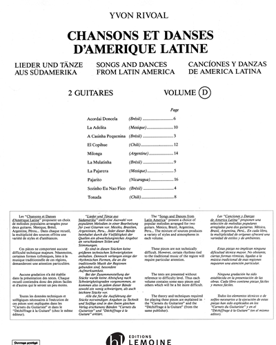Latin American Songs and Dances, Vol. D — Yvon Rivoal