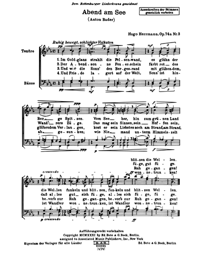 Abend am See, op. 74a/3 — Hugo Herrmann