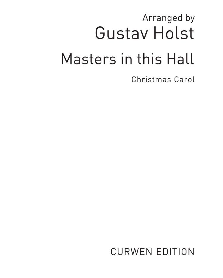 Masters in this Hall — 霍尔斯特