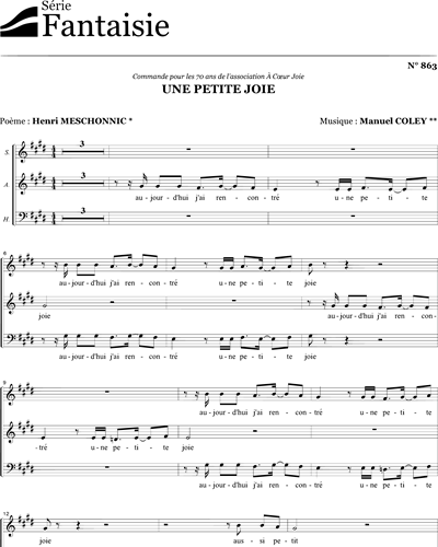 Une petite joie - choir part — Manuel Coley