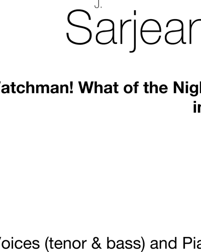 Watchman! What of the Night? — James Sarjeant