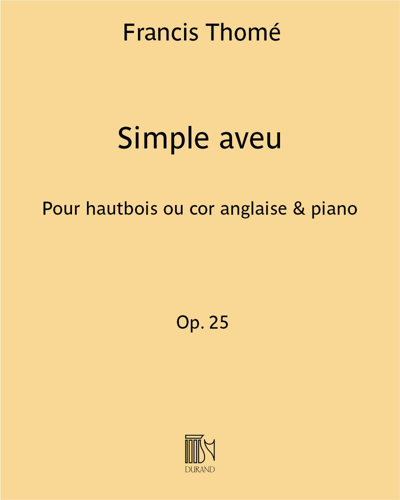 Simple Aveu - Pour hautbois ou cor anglaise & piano — Francis Thomé