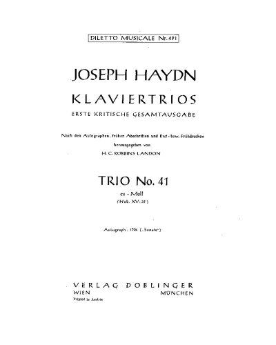 Piano Trio No. 41 in E-flat minor, Hob. XV:31 — Joseph Haydn