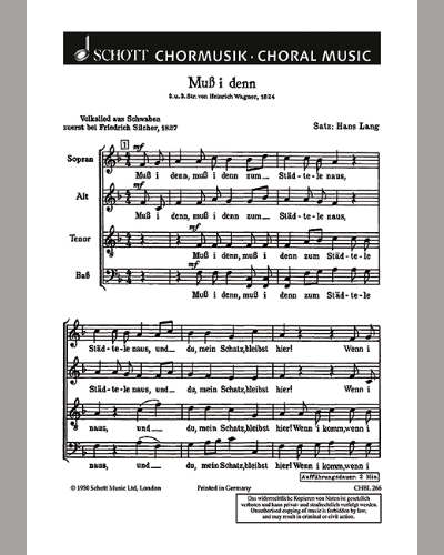 Muss i denn — Hans Lang