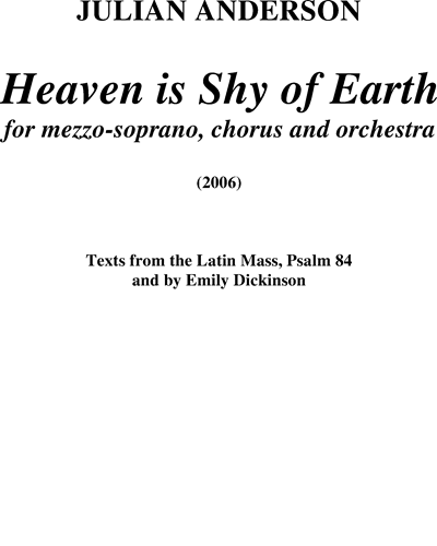 Heaven is Shy of Earth — Julian Anderson