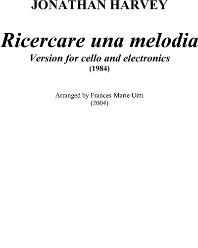 Ricercare una melodia (Cello) — 乔纳森·哈维