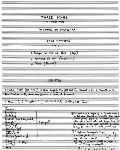 Three Songs — David Matthews