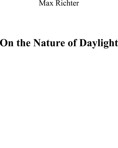 On the Nature of Daylight — 马克斯·里希特