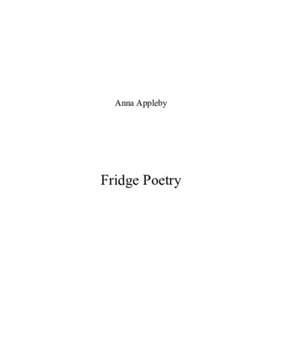 Fridge Poetry — Anna Appleby