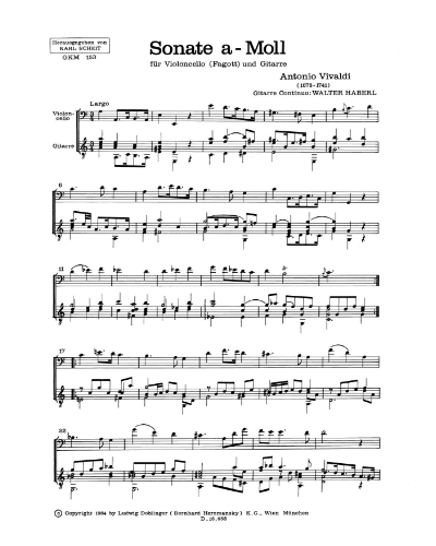 Sonata for Cello in A minor, RV 43 — 维瓦尔第