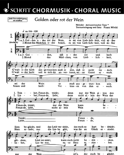 Golden oder rot der Wein / Geige und Klarinett' — Franz Moeckl