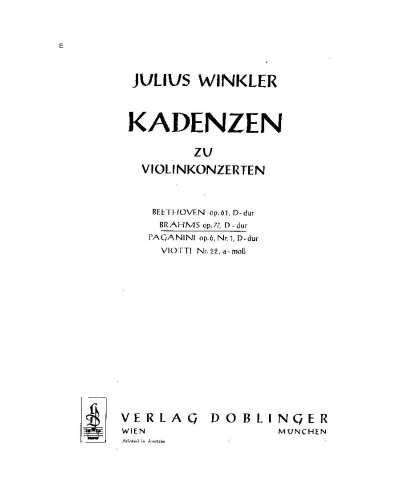 Cadenza for Brahms Violin Concerto, op. 77 — Julius Winkler