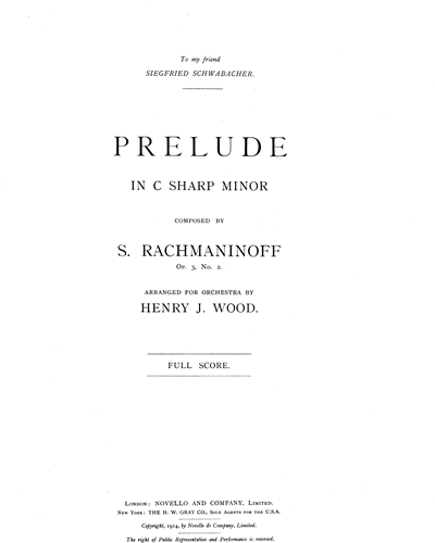 Prelude in C-sharp minor, op. 3 no. 2 — 拉赫玛尼诺夫