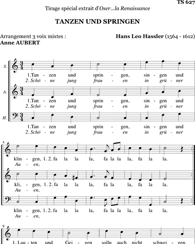 Tanzen und springen - SAB — Hans Leo Hassler