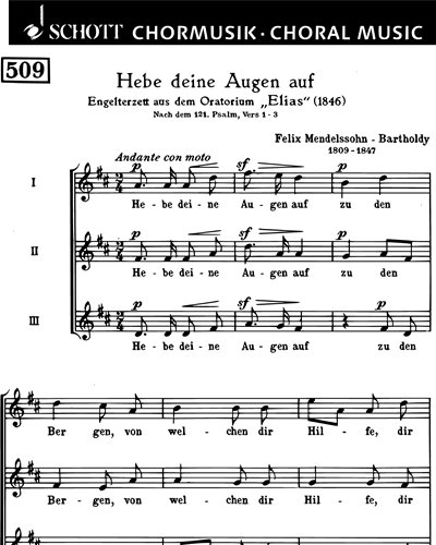 Hebe deine Augen auf — Felix Mendelssohn Bartholdy