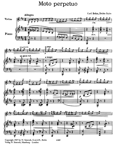 Moto Perpetuo in D, Suite No. 3 — 卡尔·博姆
