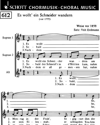 Es wollt' ein Schneider wandern — Veit Erdmann-Abele