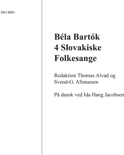 Four Slovak Folk Songs — Béla Bartók