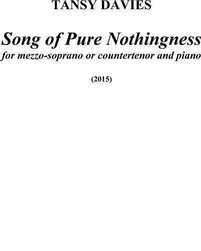 Song of Pure Nothingness — Tansy Davies