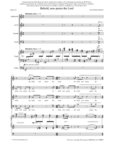Behold, now praise the Lord — Matthew Martin
