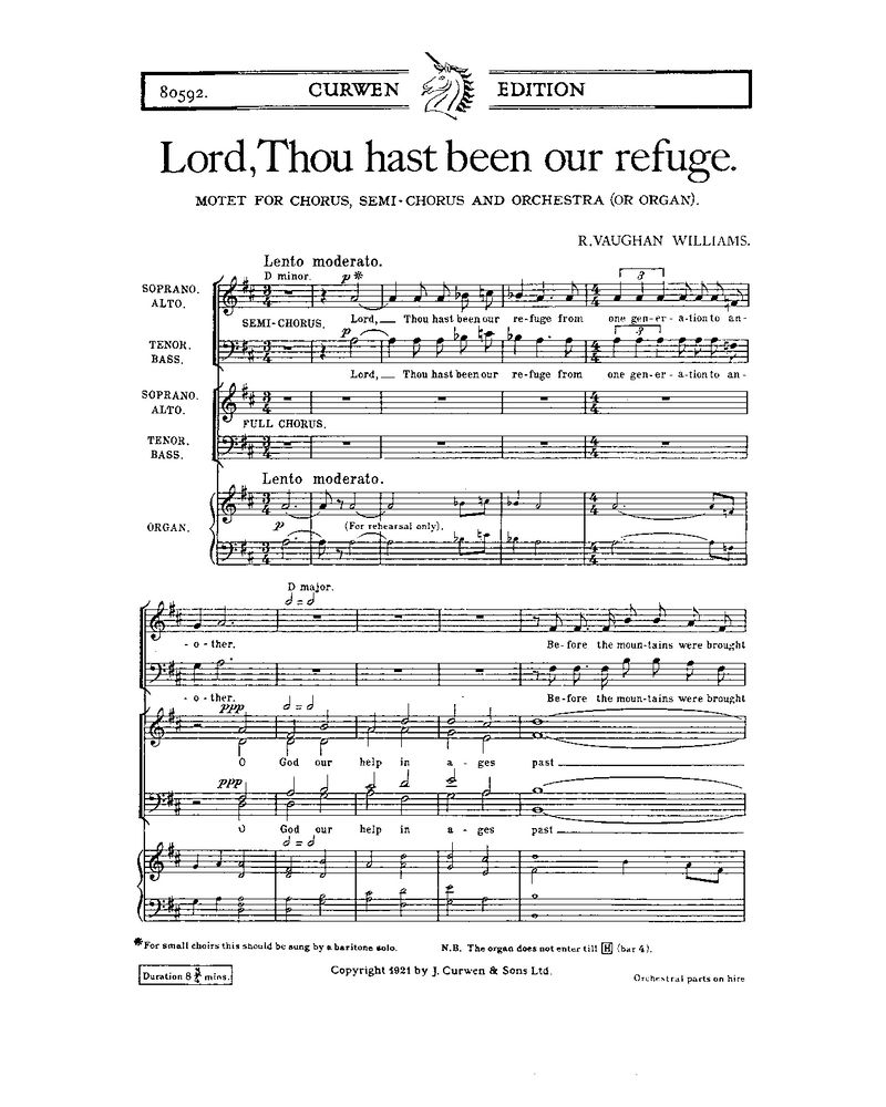 Lord, Thou hast been our refuge — Ralph Vaughan Williams