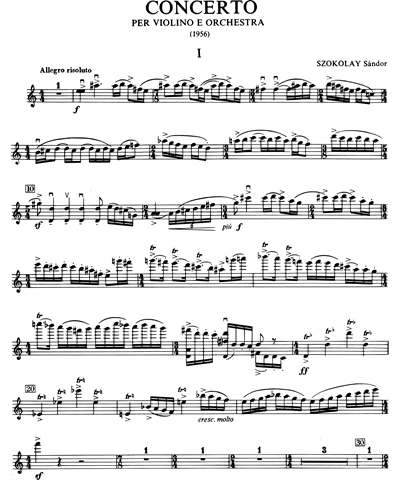 Violin Concerto (Piano Reduction) — Sándor Szokolay