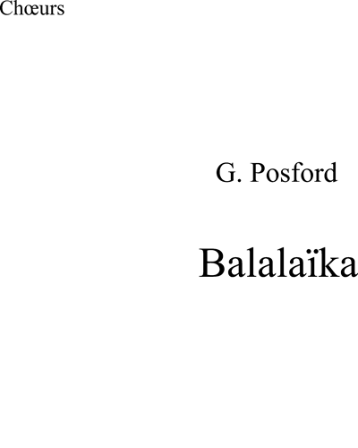 Balalaïka — George Posford
