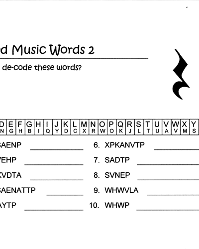 Coded Music Words — Mary Cohen