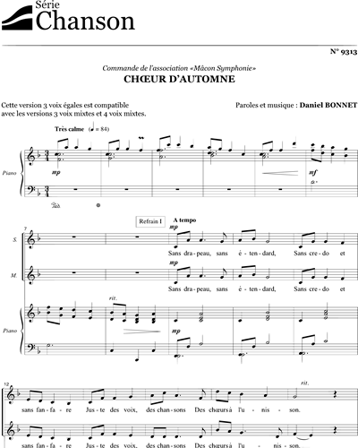 Chœur d'automne - Voix égales — Daniel Bonnet