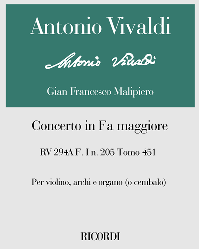 Concerto in F major, RV 294A, F. I n. 205, Tomo 451 — Antonio Vivaldi