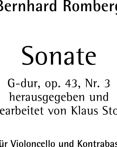 Sonata in G major, op. 43/3 — Bernhard Romberg