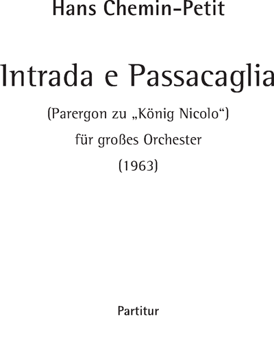 Intrada e Passacaglia — Hans Chemin-Petit