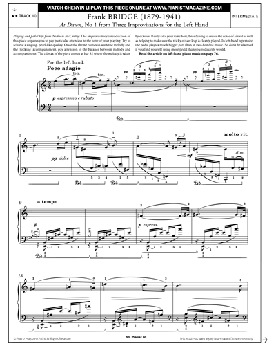 At Dawn (No. 1 from 'Three Improvisations for the Left Hand') — 弗兰克·布里奇