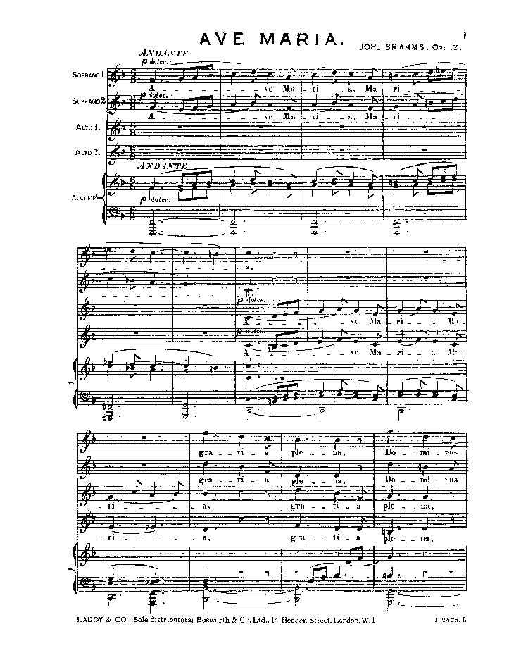 Ave Maria, op. 12 — 勃拉姆斯