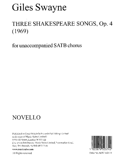 Three Shakespeare Songs Op. 4 — Giles Swayne