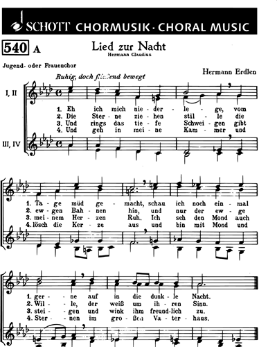 Lied zur Nacht / Lied vor Tag — Hermann Erdlen