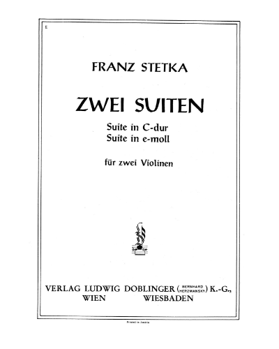 2 Suites (C major and E Minor) — Franz Stetka