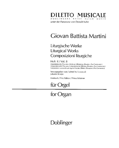 Liturgical Works, Vol. 2: Organ Masses — 乔凡尼·巴蒂斯塔·马蒂尼