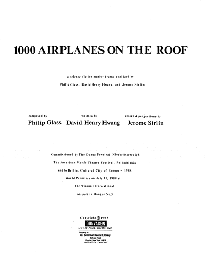 1000 Airplanes on the Roof — Philip Glass